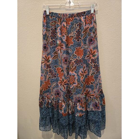 Misa Los Angeles Ilona Women's Floral Ruffled High-Low Maxi Skirt Black S - Picture 5 of 11